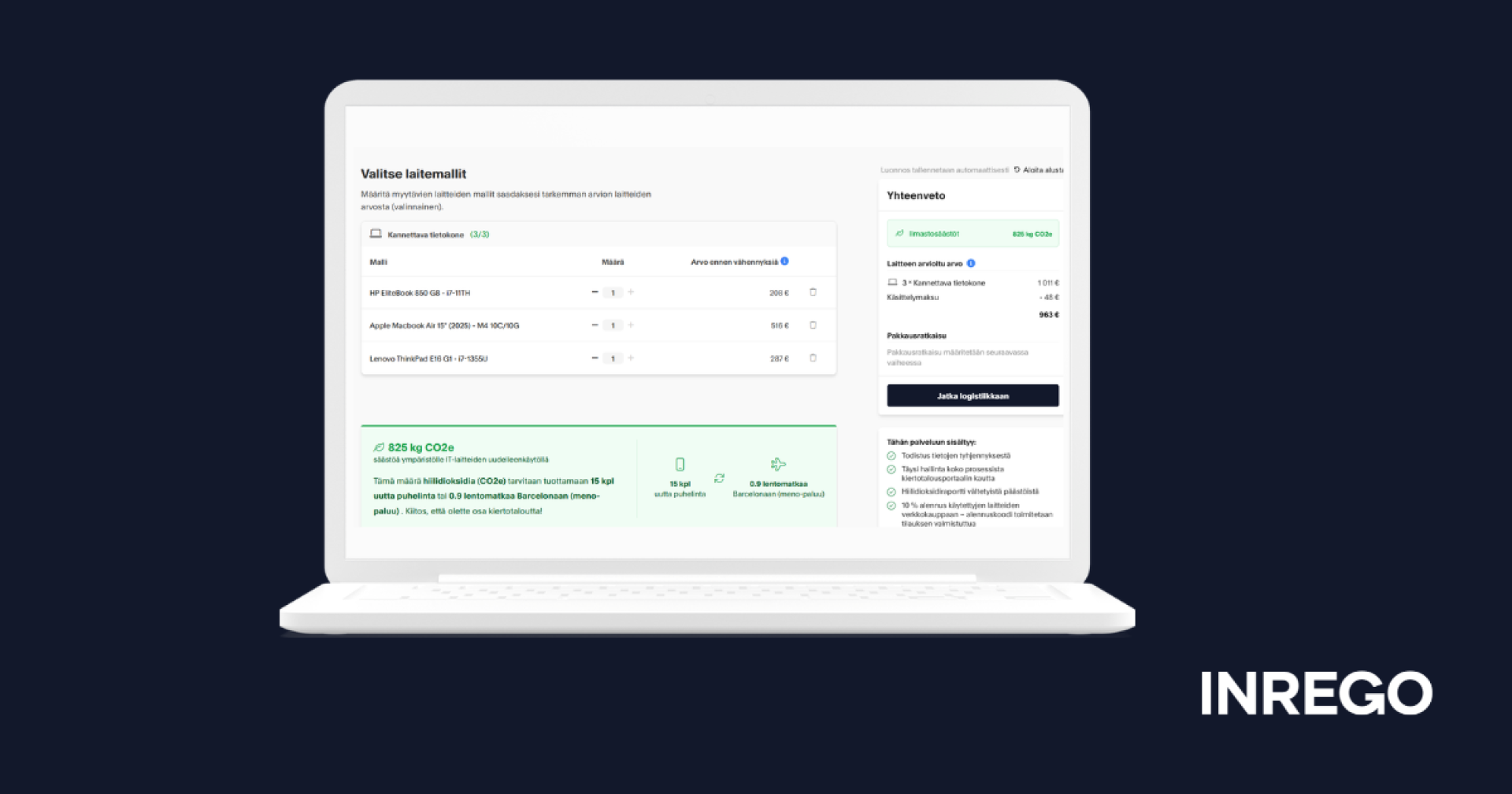 Trade-in laskee laitteen arvon välittömästi.